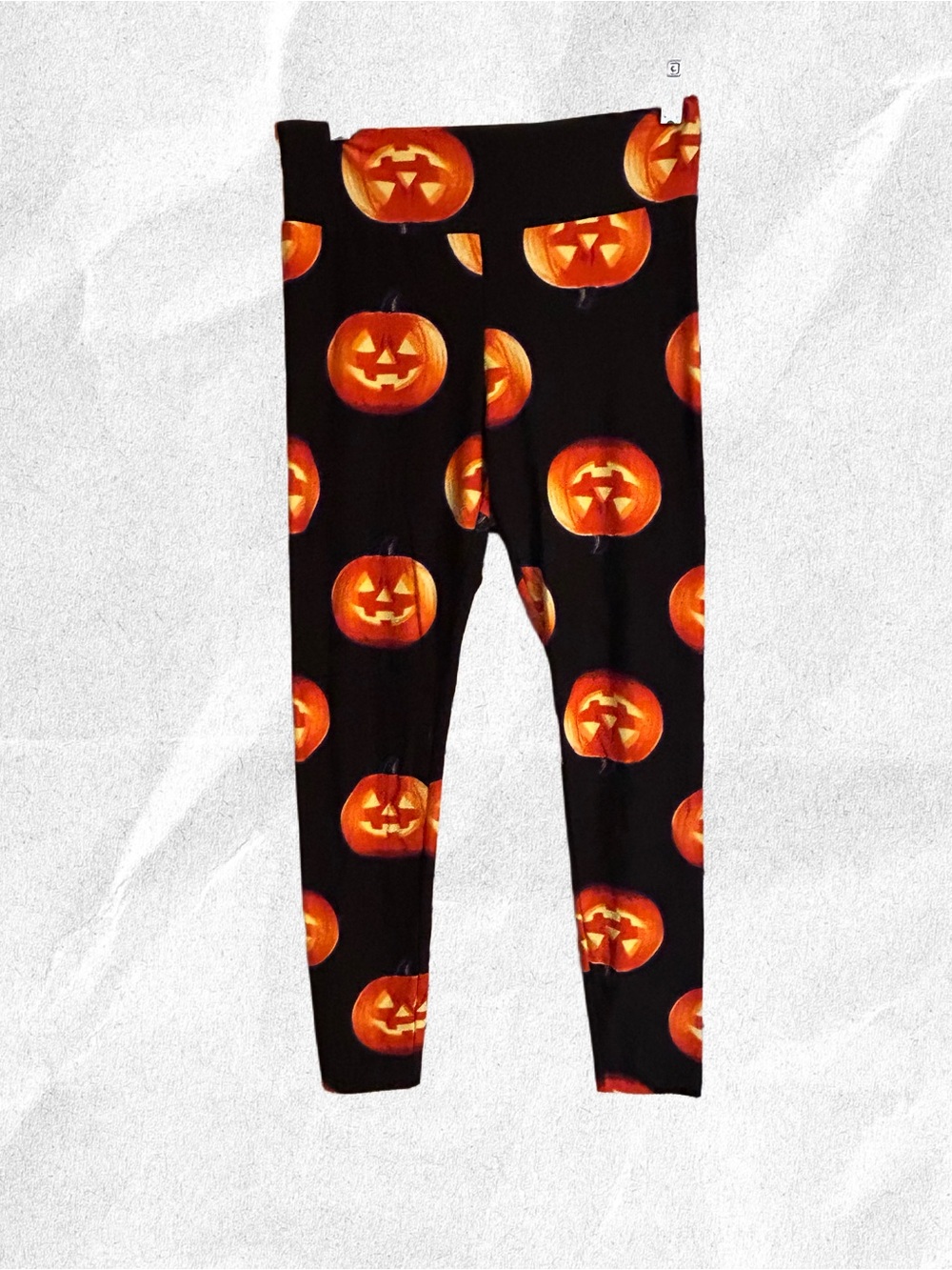 Kids Black Halloween Pumpkin Print Leggings